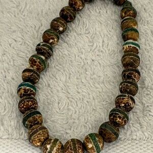 Brown and Green Beaded Bracelet